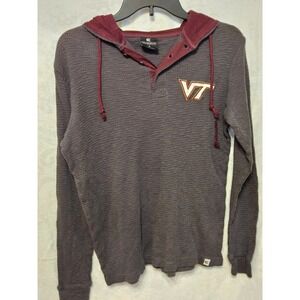 Virginia Tech Hokies Small Waffle Knit Long Sleeve Hoodie Cotton Colosseum Women